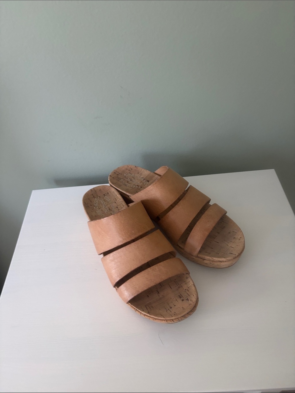 Women's Kork-Ease  Tan Triple-Strap Slide Sandals 9M